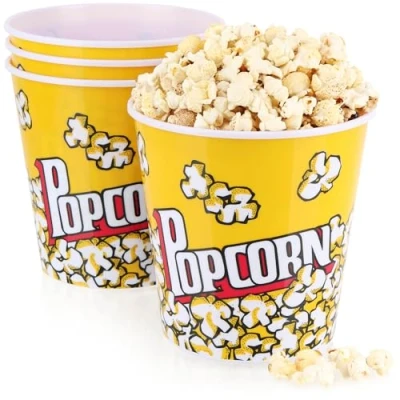 Afbeelding van COM FOUR® 4x popcornemmer XL popcornschaal drinkbeker voor popcorn kleine popcornbeker de perfecte filmavond thuis 2,8 liter (2,8 4 emmers)
