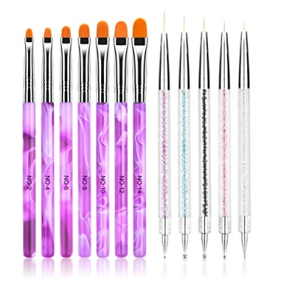 Afbeelding van URAQT Nail Art Penseelset, 12 stuks Pen en Dotting Tools, Dubbelzijdige stippelpennen, Liner penselen, Professionele Designer voor Acrylgelnagels