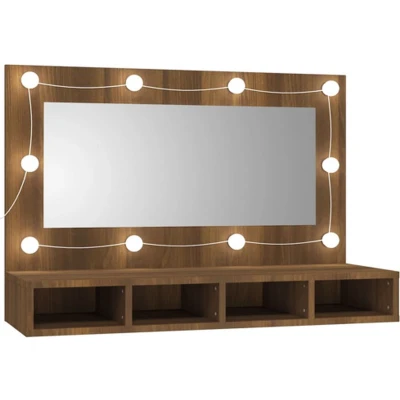 Afbeelding van vidaXL Spiegelkast met LED verlichting 90x31,5x62 cm bruin eikenkleur