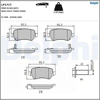 Afbeelding van Delphi Diesel Remblokset LP1717
