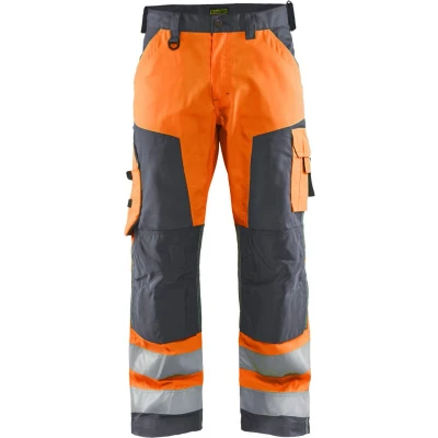 Afbeelding van Blaklader Werkbroek High Vis zonder spijkerzakken 1566 1811 Oranje/Medium Grijs D120