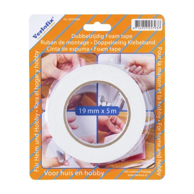 Afbeelding van Verlofix Tape Dubbelzijdig 19 Mm X 5 M Foam Wit