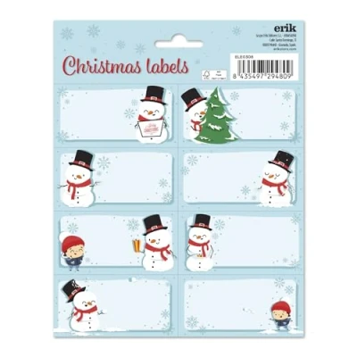 Afbeelding van Grupo Erik kerst Etiketten Snowman Cadeaulabels 16 Zelfklevende Stickers