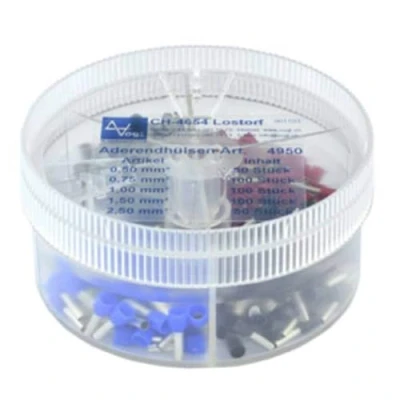 Afbeelding van Vogt Verbindungstechnik Assortiment adereindhulzen 0.5 mm², 0.75 1 1.5 2.5 mm² Deels geïsoleerd Wit, Grijs, Rood, Zwart, Blauw 400 stuk(s)