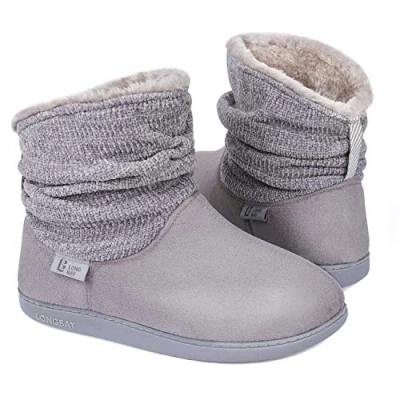 Afbeelding van LongBay Vrouwen Pantoffels Warm Chenille Knit Booties Zacht Suedette Fluffy Faux Fur Geheugenschuim