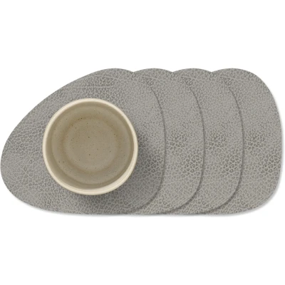 Afbeelding van LIND DNA Onderzetters Hippo Leer Anthracite Grey 13 x 11 cm 4 Stuks