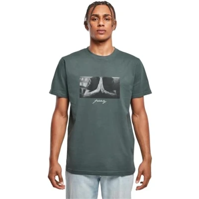 Afbeelding van Mister Tee PRAY Tshirt print, Heren, Maat: XL, Bottlegreen