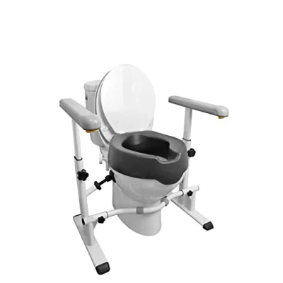 Afbeelding van KMINA Toiletverhoger + Toiletframe met Armen, Frame, Toiletveiligheidsrail voor Ouderen, Verhoogde Toiletbril, Zitting, Handgrepen Toiletrail