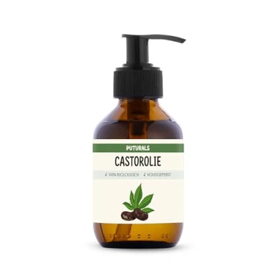 Afbeelding van Puturals Castor Olie 100% Biologisch 150ml Koudgeperst en Puur Oil voor Haar, Huid, Wimpers Wenkbrauwen Ricinusolie of Wonderolie rijk aan Ricinolzuur