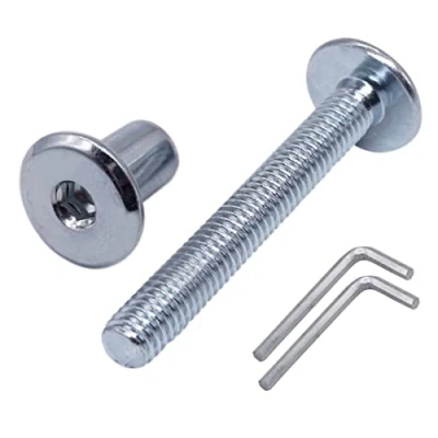 Afbeelding van Marcopol (Pack van 20 stuks) Verzinkt staal gezamenlijke connectorbouten M6 x 50 mm met moeren, meubelconnectorbout, zeskantinbussschroeven (20, (met noten), zilver