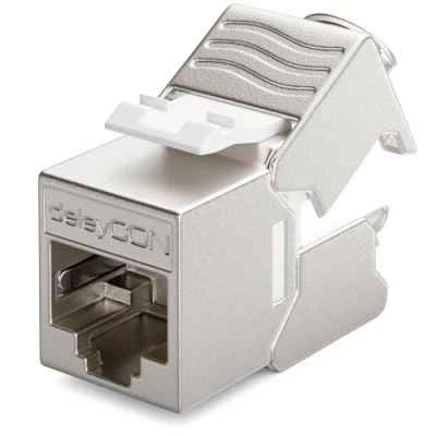 Afbeelding van deleyCON 1x CAT6a MINI Keystone Jackmodule Patchkabel Netwerkkabelconnector 30 mm (3 cm) Lang STP Afscherming RJ45 Bus Netwerkbus Patchpaneel Houderverlenging