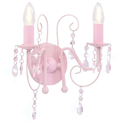 Afbeelding van vidaXL Wandlamp Kralen 2xE14 Roze Lamp Wandlicht Muurlamp Verlichting Licht