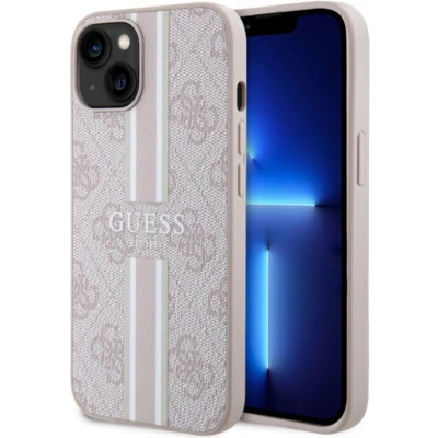 Afbeelding van Guess 4G Printed Stripe Back Case (MagSafe Compatible) Geschikt voor Apple iPhone 14 (6.1&quot;) Roze