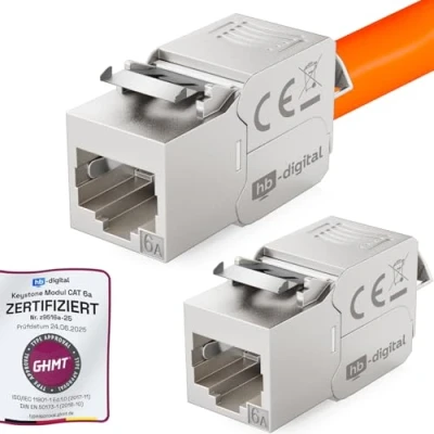 Afbeelding van 2X HB DIGITAL Cat.6a Keystone RJ 45 jack frontale module tot 500 MHz 10Gbit/s volledig afgeschermd zonder gereedschap Cat6a cat6 STP vrouwelijke netwerkaansluiting voor patchpanel patchkabel Ethernet LAN