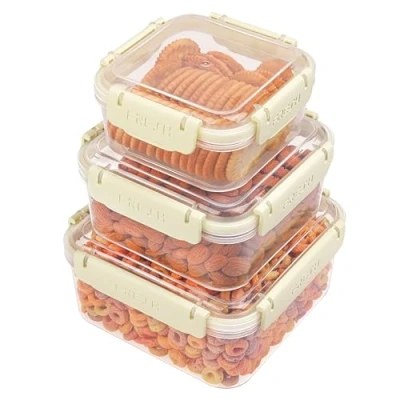 Afbeelding van Belle Vous 3 Pak Plastic Voedsel Opslag Containers met Deksels 530 1500 ml Herbruikbaar BPA Vrij Lekbestendig/Luchtdichte Dozen Voor Maaltijd &amp; Lunch Magnetron/Diepvries/Vaatwasser Veilig