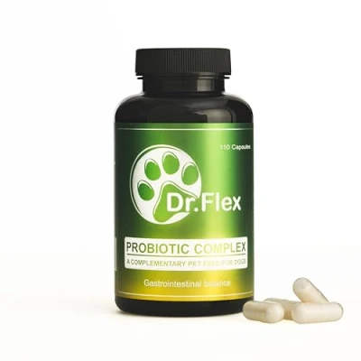 Afbeelding van Dr. Flex Spijsverteringsenzymcomplex met probiotica voor honden, 110 capsules, Lactobacillus Acidophilus, lipase, cellulase, protease