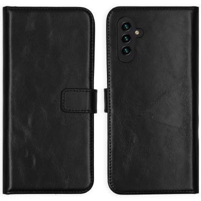 Afbeelding van Samsung Galaxy A13 (5G) Hoesje Echt leder Selencia Bookcase Zwart Telefoonhoesje