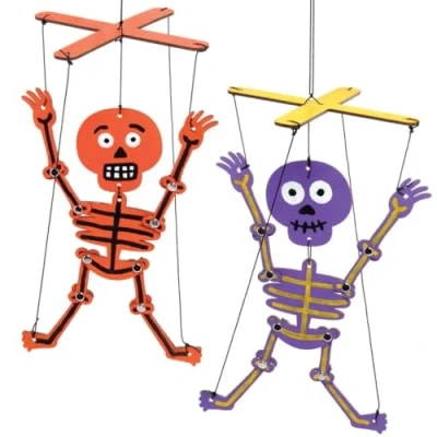 Afbeelding van Baker Ross AX245 Skelet Pop Van Hout Pakket 3, Marionet Halloween Knutselactiviteiten Voor Kinderen