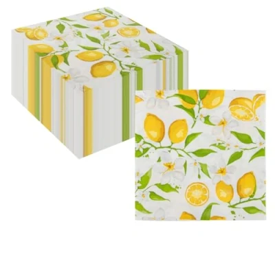 Afbeelding van 120 STKS Citroen Papieren Servetten, CEILIWEN Wegwerp Tropisch Thema Party Servietten, Geel Citrusvruchten Weefsels Kleurrijke Serviettes voor Tafeldecoraties, 33x33cm