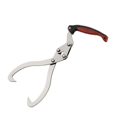 Afbeelding van Wiltec handpaktang voor boomstammer met 30 cm klauwopening tot 100 kg, 44 stalen houttang bomen, boomtang boomstammen Ø cm, grijper handgreep