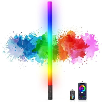 Afbeelding van LUXCEO Mood1S Led videolichtstaaf, dimbaar en geheugen, geïntegreerde 2000 mAh batterij, 85 cm RGB fotolamp voor YouTube, TikTok, spelstreaming, partybar, fotoverlichting