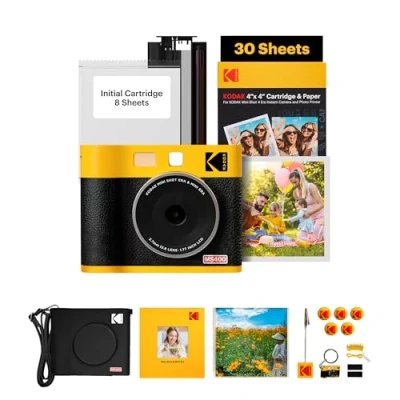 Afbeelding van KODAK Mini Shot 4 ERA 4PASS 2 in 1 Instant Camera en Fotoprinter Accessoire Bundel (4x4 inch), initiaal 10 vellen + 60 pakket, geel