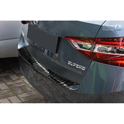 Afbeelding van Avisa Zwart RVS Achterbumperprotector passend voor Skoda Superb III Combi 2015 &#039;Ribs&#039;