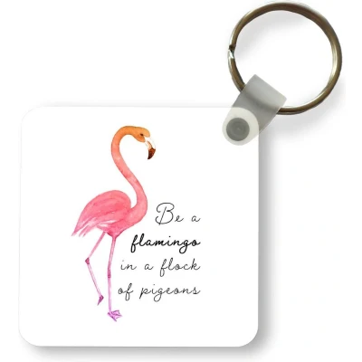 Afbeelding van Sleutelhanger Uitdeelcadeautjes Flamingo Vogel Waterverf Quotes Plastic