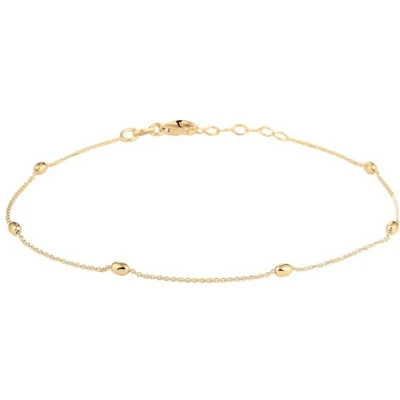 Afbeelding van YO&amp;NO Enkelbandjes Zilver verguld Anker Bolletjes 26cm Sieraden Vrouw 925