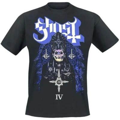Afbeelding van Ghost Stained Glass IV T shirt zwart XL 100% katoen Band merch, Bands, Duurzaamheid
