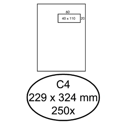 Afbeelding van Envelop Quantore C4 229x324mm venster 4x11cm rechts zelfkl 250st