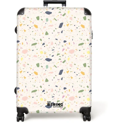 Afbeelding van NoBoringSuitcases.com® Koffer groot Reiskoffer lichtgewicht Terrazzo patroon veelkleurig confetti Rolkoffer met 4 wielen Grote trolley XL 98 liter bagage