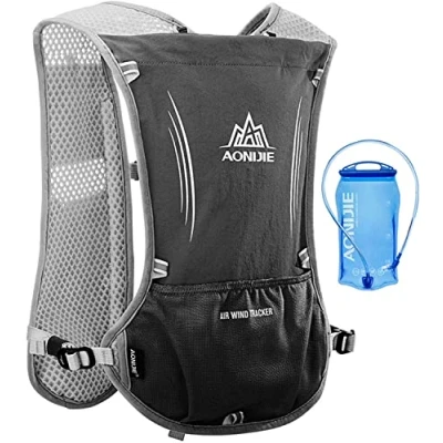 Afbeelding van Win.Deeper Ultralichte drinkrugzak, trail rugzak, drinkvest, hydratatiepack, fietsrugzak voor hardlopen, kamperen, wandelen (Zwart + 1.5L waterzak)