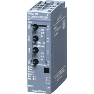 Afbeelding van Siemens simatic et 200sp relais module 1 no rq ma 4x 120v dc 230v ac 5a manuel actuation geschikt voor bu type b0 of b1 6es7132 6md00 0bb1