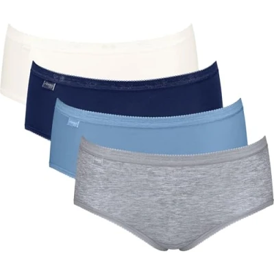 Afbeelding van Sloggi 4P Basic Plus Midi Color Blauw/Licht katoen 38 Dames