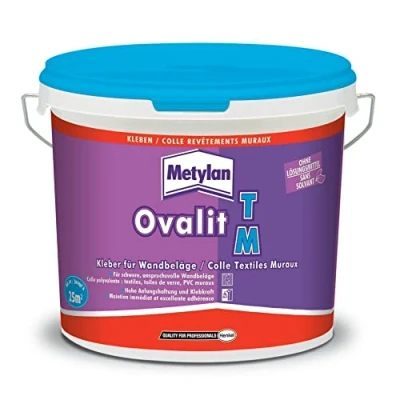Afbeelding van METYLAN Ovalit TM lijm voor wandbekleding, kant en klare wandtextiel glasdoek, emmer van 5 kg