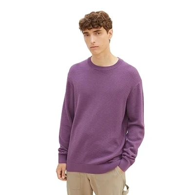 Afbeelding van TOM Tailor Denim MIT Struktur Trui, Heren, Maat: XL, Dusty grape