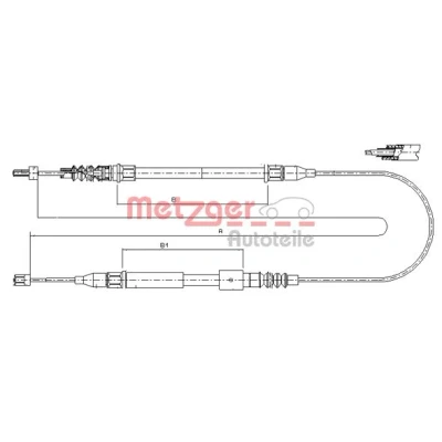 Afbeelding van METZGER 11.5762 Handremkabel Links achter 1426, 762/367mm Schijfremmen COFLE OPEL: Corsa C Hatchback