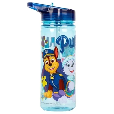 Afbeelding van Paw Patrol Chase plastic fles met rietje, BPA vrij, 580 ml, schoolwaterfles voor meisjes, 100% lekvrij, duurzame drinkfles kinderen