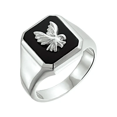 Afbeelding van Trendjuwelier huiscollectie Zegelring Adelaar Onyx Zilver
