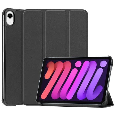 Afbeelding van Apple iPad Mini 6 (2021) Hoes: iMoshion Trifold Bookcase Zwart Kunstleder Tablet Hoezen