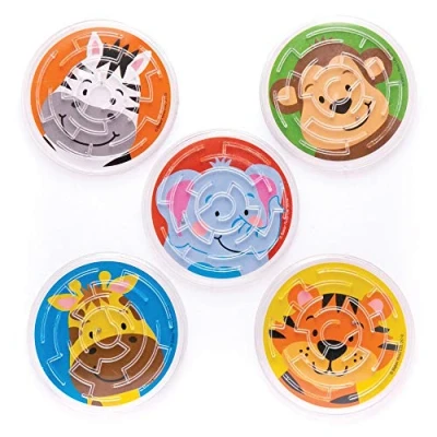 Afbeelding van Baker Ross Jungle Chums labyrintspellen &quot;Jungle vrienden&quot; (verpakking van 6) labyrint en balspel, perfect voor kindergeschenken, Halloween partyartikelen, pinata vulpen of verjaardagscadeaus