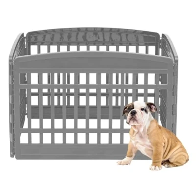 Afbeelding van Iris Ohyama, Opvouwbare hondenren met clips Modulair zonder deurtje, Eenvoudige montage Weerbestendig voor honden Pet Circle CI 604E, Grijs