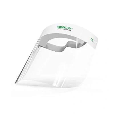 Afbeelding van Medichief Premium Face Shield/Face Vizor (Pack van 10) Volledig gezicht beschermend vizier Transparant gezichtsschild met antimistbescherming CE goedgekeurd UK Safety Shield