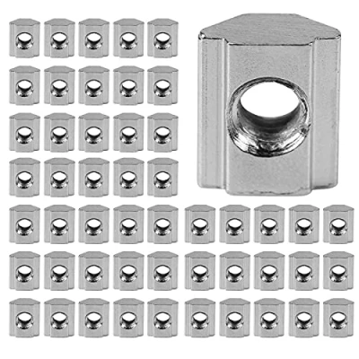 Afbeelding van T moeren serie 50 stuks schuiven type EU 20/30 M4/M5/M6 koolstofstaal schroefdraad in de hamerkop moer voor aluminium extrusieprofiel accessoires (EU20 M4)