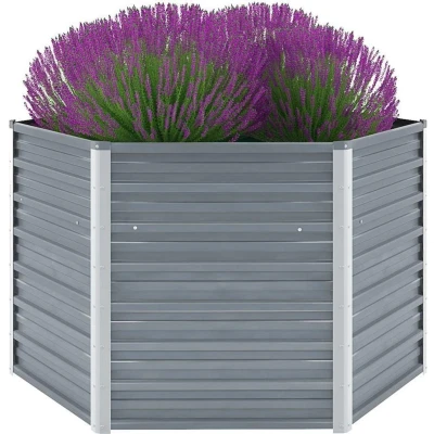 Afbeelding van Plantenbak verhoogd 129x129x77 cm gegalvaniseerd staal grijs