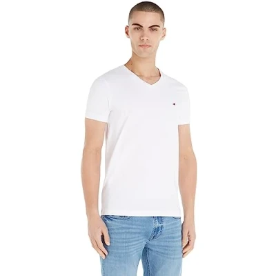 Afbeelding van Tommy Hilfiger CORE SLIM V NECK TEE Tshirt basic, Heren, Maat: Small, White