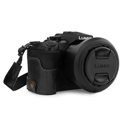 Afbeelding van MegaGear MG1681 Ever Ready Echt Lederen Camera Half Case compatibel met Leica V Lux 5, Panasonic Lumix DC FZ1000 II Zwart