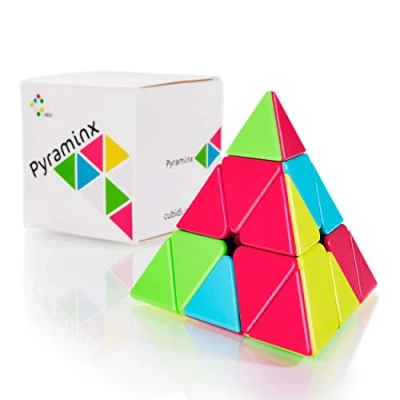 Afbeelding van CUBIDI® Magische kubus piramide spannende Pyraminx brainteaser voor kinderen en volwassenen (zonder stickers)