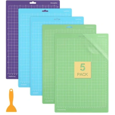 Afbeelding van LEAZZLE 5 stuks 8,5 x 12 snijmatset voor Cricut Maker 3/Air/Air 2/Explore 3, snijmat met 3 verschillende lijmen, mat stofdichte folie naaien, quilten (30,5 30,5 cm)